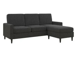 Sofá*Dorel Home Sofá de 3 lugares com chaise longue em linho cinzento Castanho
