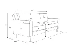 Dorel Home Sofá de 3 lugares com chaise longue em veludo cinzento claro^ Sofá