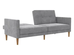 Loft24 Sofá de 3 lugares com chaise longue em veludo cinzento^ Sofá