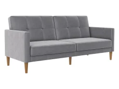 Loft24 Sofá de 3 lugares com chaise longue em veludo cinzento^ Sofá