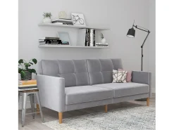 Loft24 Sofá de 3 lugares com chaise longue em veludo cinzento^ Sofá
