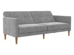 Loft24 Sofá de 3 lugares com chaise longue em veludo cinzento^ Sofá