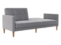 Loft24 Sofá de 3 lugares com chaise longue em veludo cinzento^ Sofá