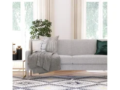 Sofá|CosmoLiving by Cosmopolitan Sofá de 2 lugares com chaise longue em linho claro Cinzento