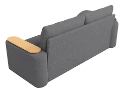 Sofá|Hauss Spole Sofá de 2 lugares com compartimentos de arrumação e mesa de apoio - Tecido Teddy Cinzento