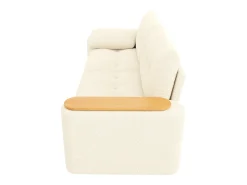 Best Hauss Spole Sofá de 2 lugares com compartimentos de arrumação e mesa de apoio - Tecido Teddy Bege