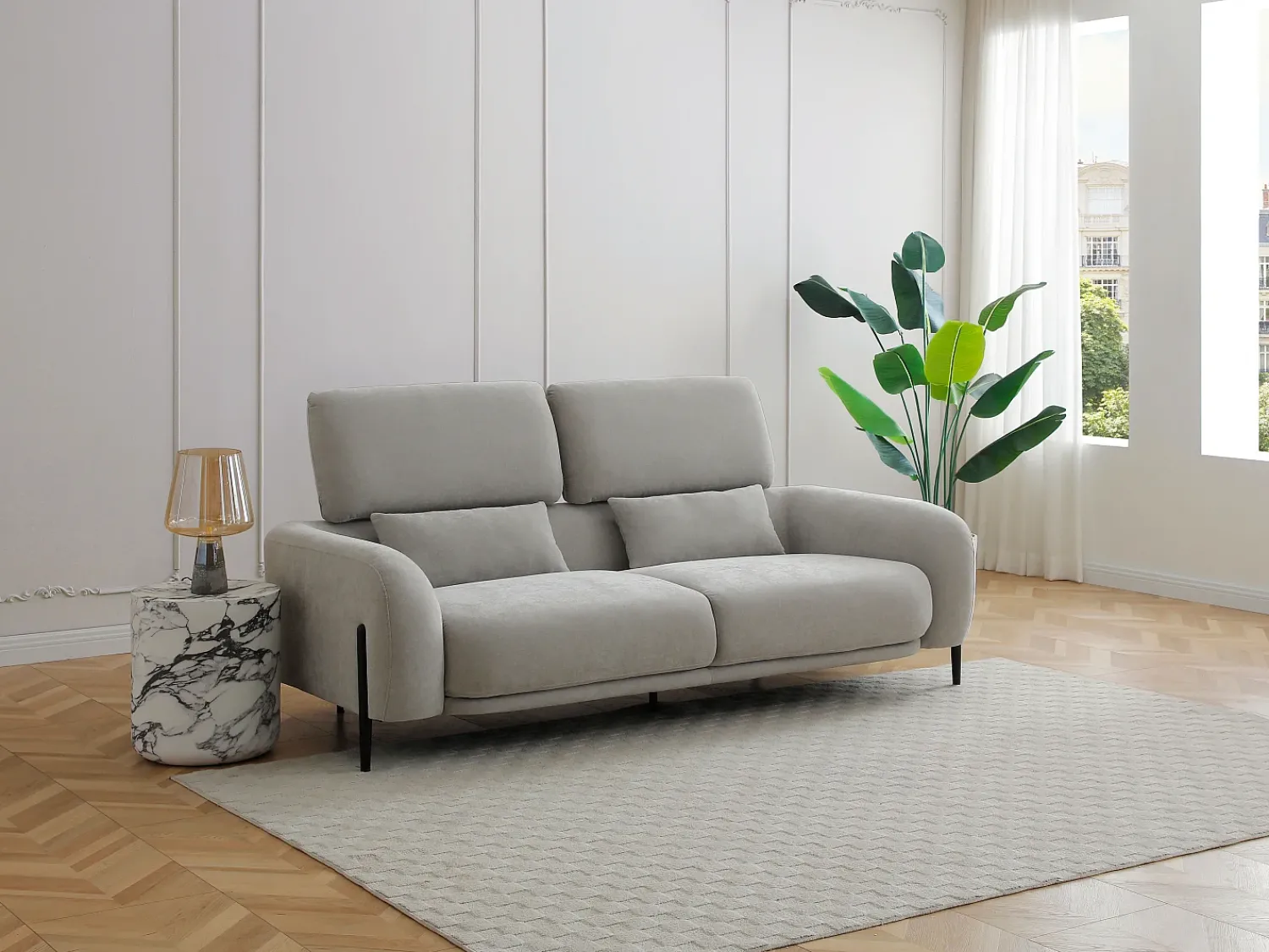 Vente-unique Sofá de 3 lugares com encosto reclinável em tecido ARAVIO^ Sofá