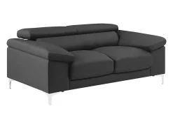 Sofá*LINEA SOFA Sofá de 2 lugares com encostos de cabeça em pele antracite - SOLANGE Cinza antracite