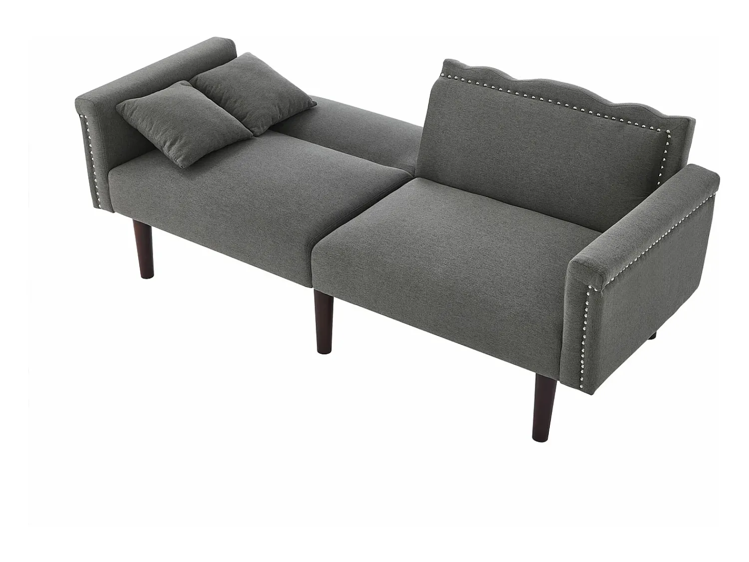 Sofá*Merax Sofá de 2 lugares com encosto ajustável - 176 x 72 x 72 cm - Tecido de algodão-linho e pernas de metal - Cinza Cinzento