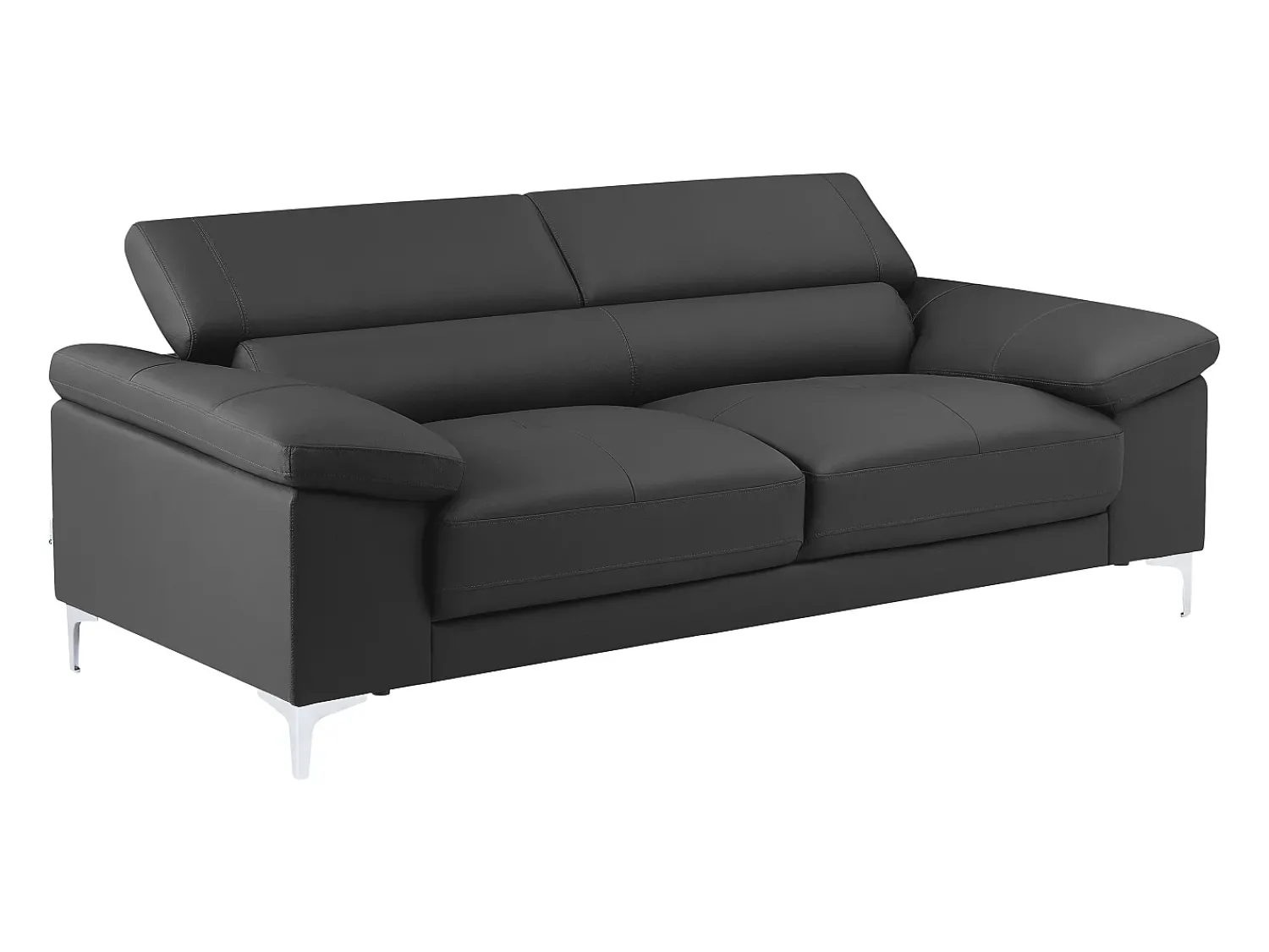 Sofá|LINEA SOFA Sofá de 3 lugares com encostos de cabeça em pele antracite - SOLANGE Cinza antracite