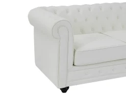 Sofá*Vente-unique Sofá de 2 lugares com estofamento capitonê couro sintético CHESTERFIELD Branco