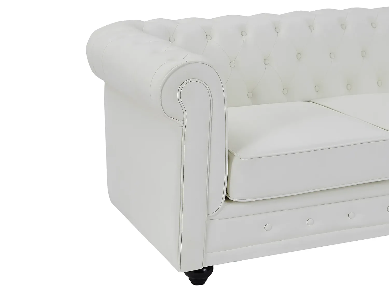 Sofá*Vente-unique Sofá de 2 lugares com estofamento capitonê couro sintético CHESTERFIELD Branco