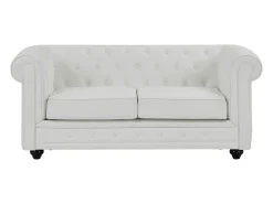 Sofá*Vente-unique Sofá de 2 lugares com estofamento capitonê couro sintético CHESTERFIELD Branco