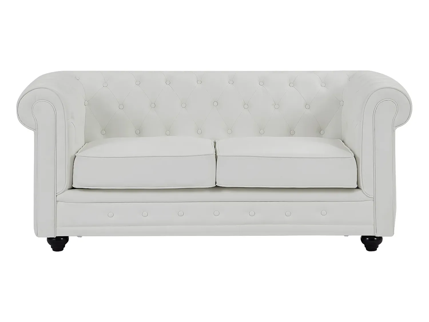 Sofá*Vente-unique Sofá de 2 lugares com estofamento capitonê couro sintético CHESTERFIELD Branco