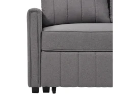 Sofá de 2 lugares com função de extensão - Sofá de relaxamento com bolsos laterais e 2 almofadas - Linho^ Sofá