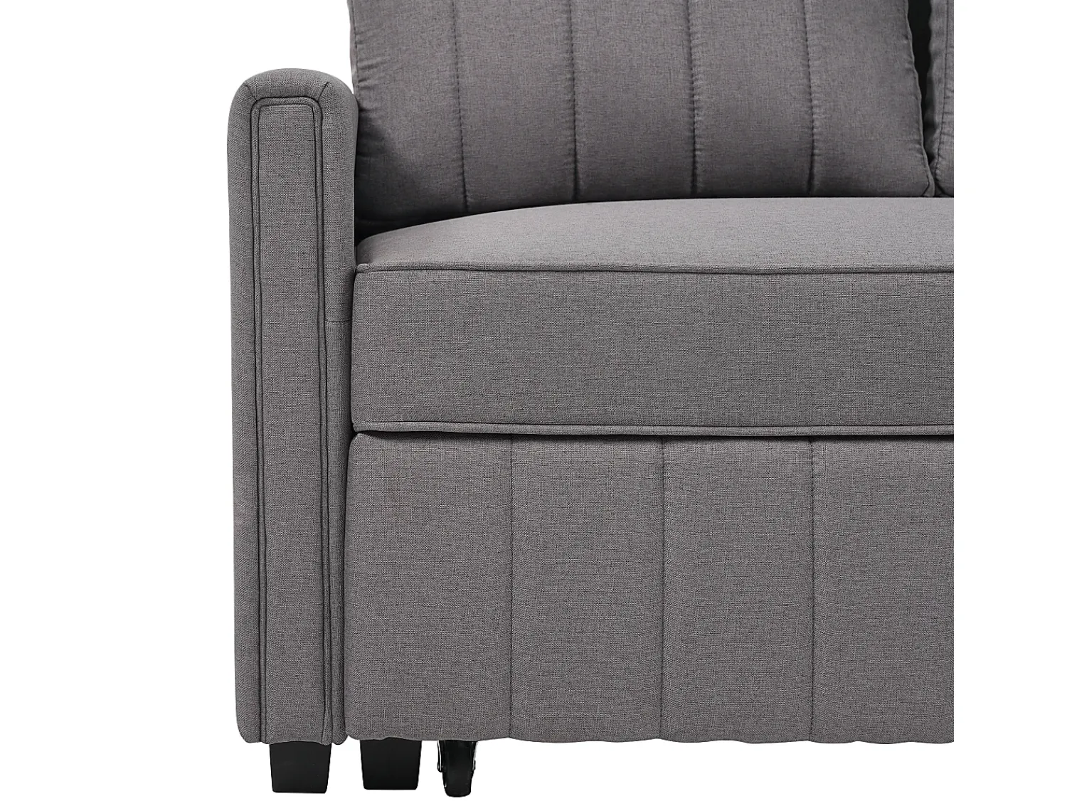 Sofá de 2 lugares com função de extensão - Sofá de relaxamento com bolsos laterais e 2 almofadas - Linho^ Sofá