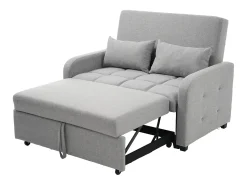 Online Sofá de 2 lugares com função de extensão - Sofá de relaxamento com encosto ajustável e 2 almofadas - Linho Cinzento