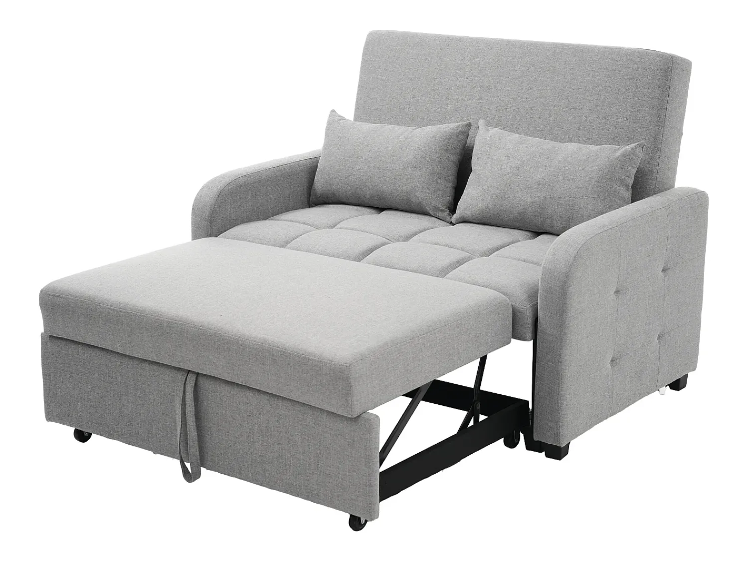 Online Sofá de 2 lugares com função de extensão - Sofá de relaxamento com encosto ajustável e 2 almofadas - Linho Cinzento