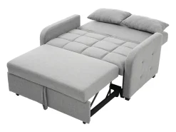 Online Sofá de 2 lugares com função de extensão - Sofá de relaxamento com encosto ajustável e 2 almofadas - Linho Cinzento