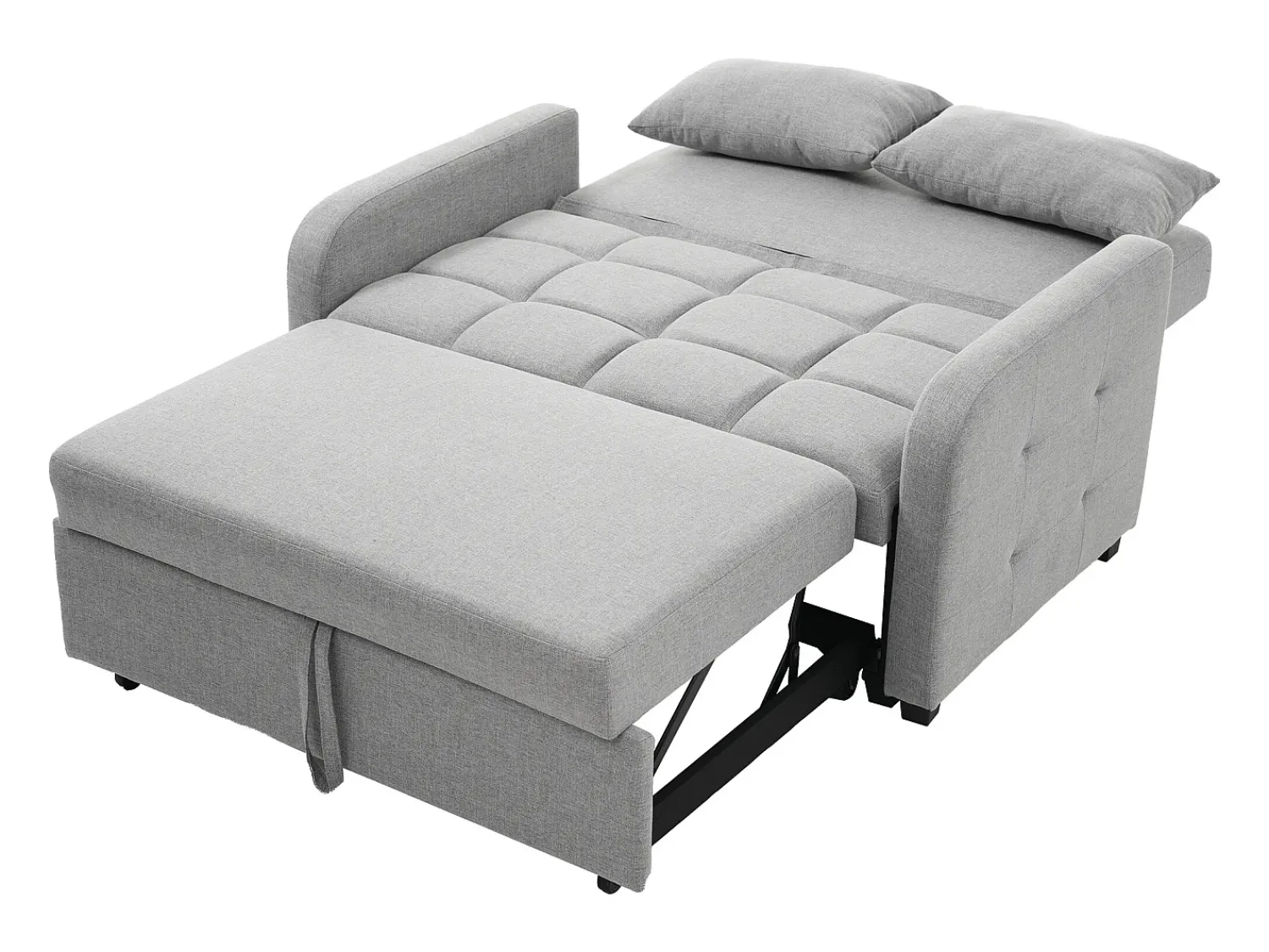 Online Sofá de 2 lugares com função de extensão - Sofá de relaxamento com encosto ajustável e 2 almofadas - Linho Cinzento