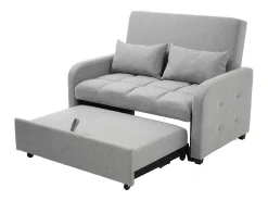 Online Sofá de 2 lugares com função de extensão - Sofá de relaxamento com encosto ajustável e 2 almofadas - Linho Cinzento