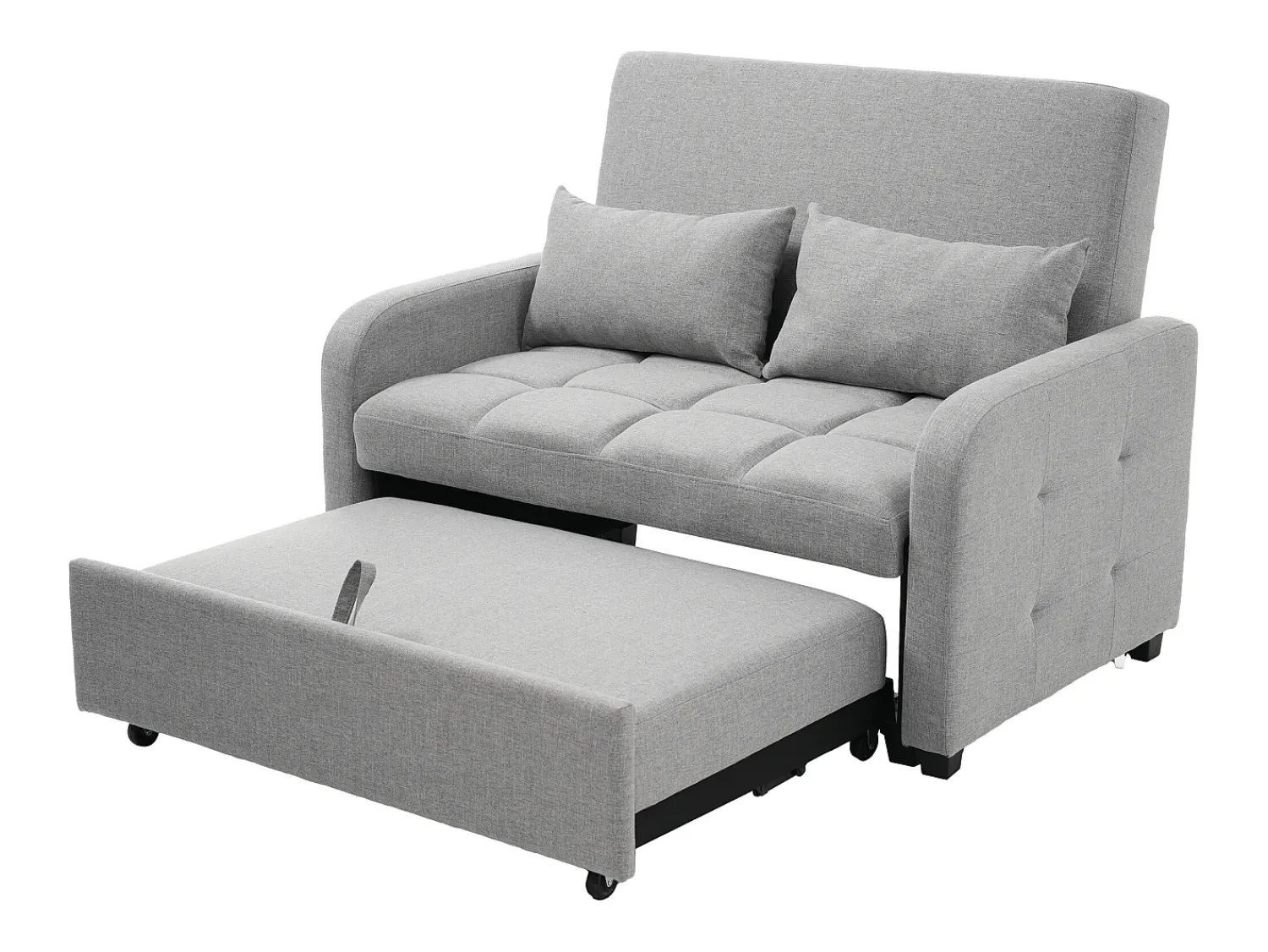 Online Sofá de 2 lugares com função de extensão - Sofá de relaxamento com encosto ajustável e 2 almofadas - Linho Cinzento