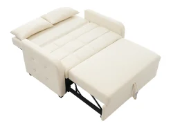 Online Sofá de 2 lugares com função de extensão - Sofá de relaxamento com encosto ajustável e 2 almofadas - Linho Bege