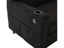 Sofá de 2 lugares com iluminação LED - Sofá reto com suporte para copos e bolsos laterais - chenille^ Sofá