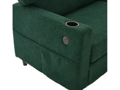 Sofá| Sofá de 2 lugares com iluminação LED - Sofá reto com suporte para copos e bolsos laterais - chenille Verde