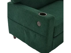 Sofá*Hauss Spole Sofá de 2 lugares com porta USB-C, iluminação LED e bolsos laterais - Tecido chenille - Verde esmeralda