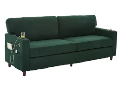 Sofá*Hauss Spole Sofá de 2 lugares com porta USB-C, iluminação LED e bolsos laterais - Tecido chenille - Verde esmeralda