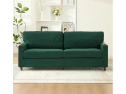 Sofá*Hauss Spole Sofá de 2 lugares com porta USB-C, iluminação LED e bolsos laterais - Tecido chenille - Verde esmeralda