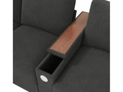 Best Hauss Spole Sofá de 4 lugares com portas USB/Tipo C e espaço de arrumação - Veludo cotelê Cinzento