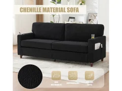 Hauss Spole Sofá de 2 lugares com porta USB-C, luz LED e bolsos laterais - Tecido chenille -^ Sofá