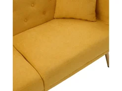 Sofá* Sofá de 2 lugares com portas USB - Sofá reto com suporte para telemóvel e bolsos laterais - Encosto ajustável - Veludo Amarelo