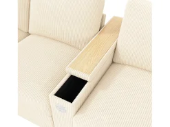 Sofá|Hauss Spole Sofá de 4 lugares com portas USB/Tipo C e espaço de arrumação - Veludo cotelê Bege