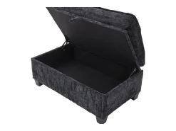 Sofá| Sofá de 3 lugares com pufe - Sofá de canto com suporte para telemóvel e bolsos laterais - chenille Preto