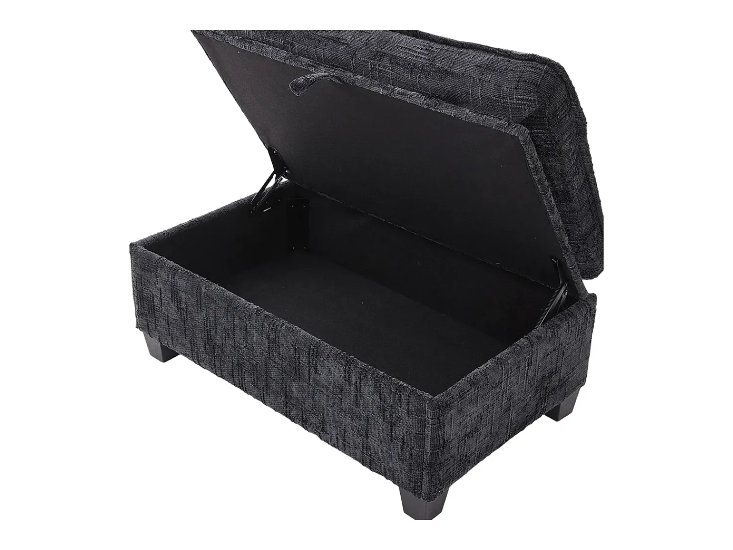 Sofá| Sofá de 3 lugares com pufe - Sofá de canto com suporte para telemóvel e bolsos laterais - chenille Preto