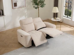 Vente-unique Sofá de 2 lugares com relaxamento elétrico em tecido chenille SCAMOCO Bege