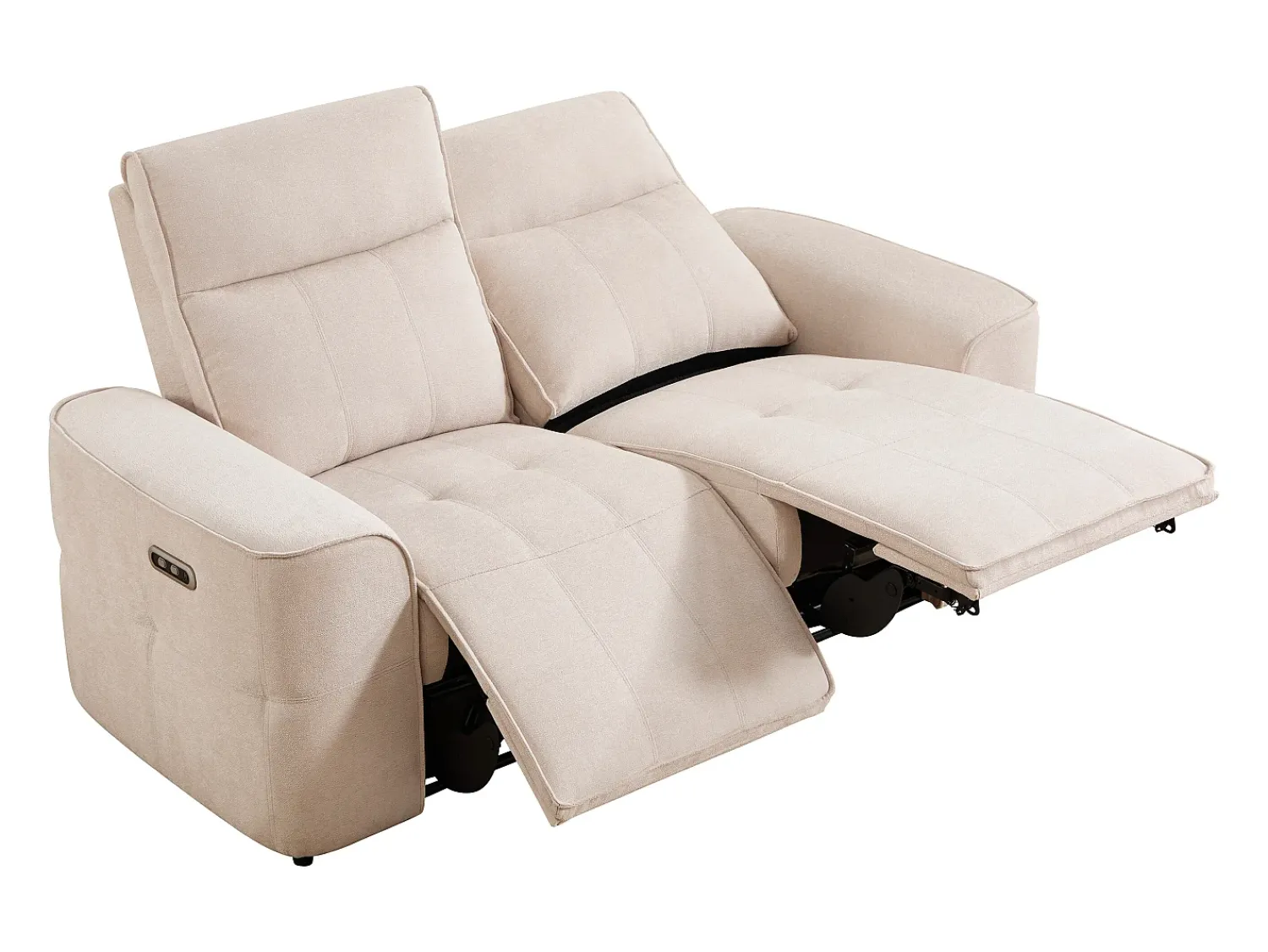 Vente-unique Sofá de 2 lugares com relaxamento elétrico em tecido chenille SCAMOCO Bege