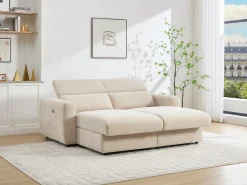 Vente-unique Sofá de 3 lugares com relaxamento elétrico e assento profundo em tecido BERALDA^ Sofá