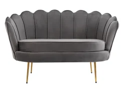 Discount Vente-unique Sofá de 2 lugares concha em veludo antracite DANDELION Cinza antracite