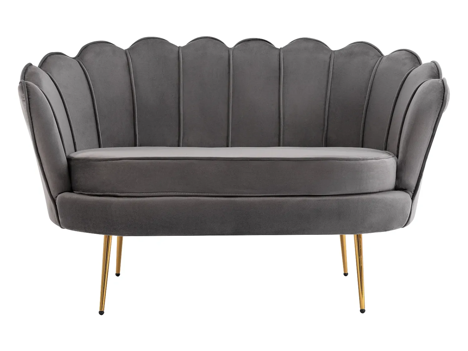 Discount Vente-unique Sofá de 2 lugares concha em veludo antracite DANDELION Cinza antracite