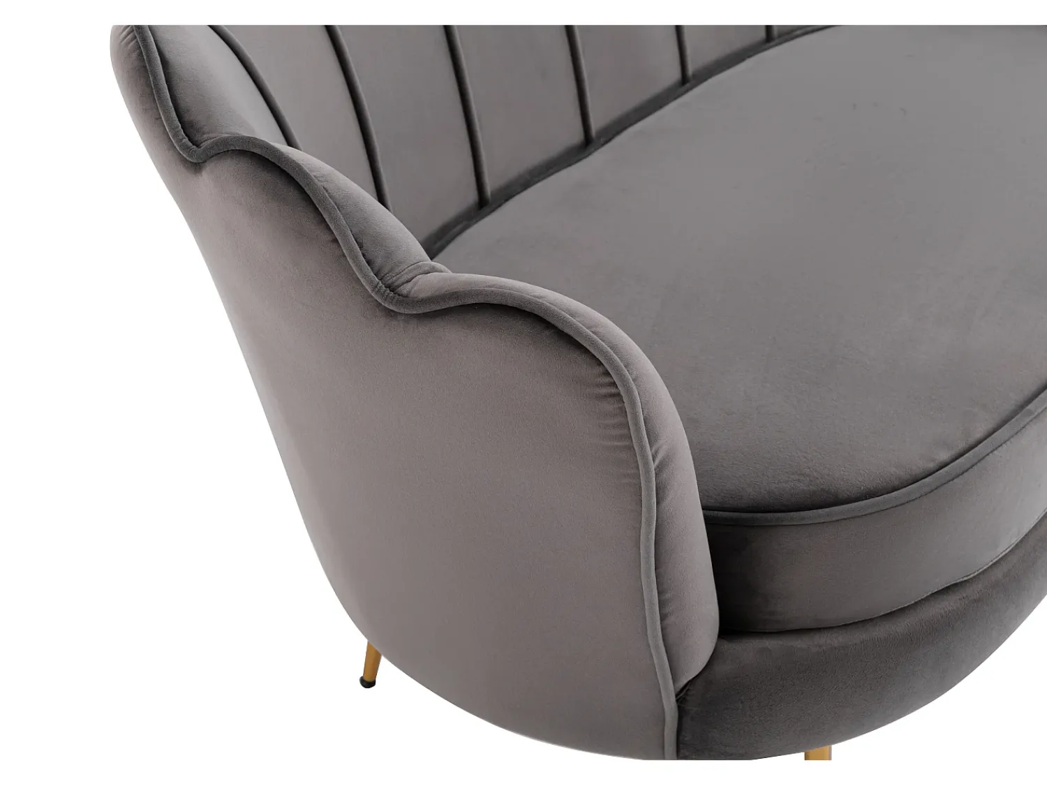 Discount Vente-unique Sofá de 2 lugares concha em veludo antracite DANDELION Cinza antracite
