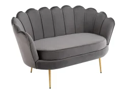 Discount Vente-unique Sofá de 2 lugares concha em veludo antracite DANDELION Cinza antracite