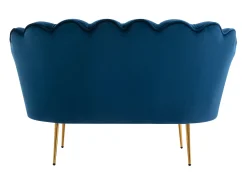 Hot Vente-unique Sofá de 2 lugares concha em veludo azul-escuro DANDELION Azul escuro