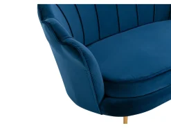 Hot Vente-unique Sofá de 2 lugares concha em veludo azul-escuro DANDELION Azul escuro