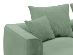 Discount Vente-unique Sofá de 3 lugares conforto assento profundo em veludo canelado verde amêndoa PINETA Verde amu00eandoa