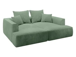 Discount Vente-unique Sofá de 3 lugares conforto assento profundo em veludo canelado verde amêndoa PINETA Verde amu00eandoa
