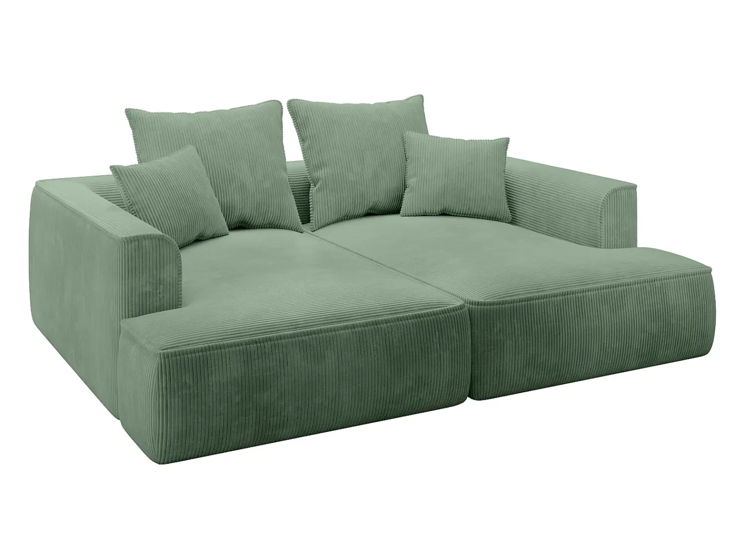 Discount Vente-unique Sofá de 3 lugares conforto assento profundo em veludo canelado verde amêndoa PINETA Verde amu00eandoa